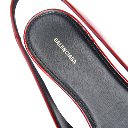 Balenciaga Patent BB Knife Pointy Toe Slingback Flats 39 Rouge Cardinal 8 of 11