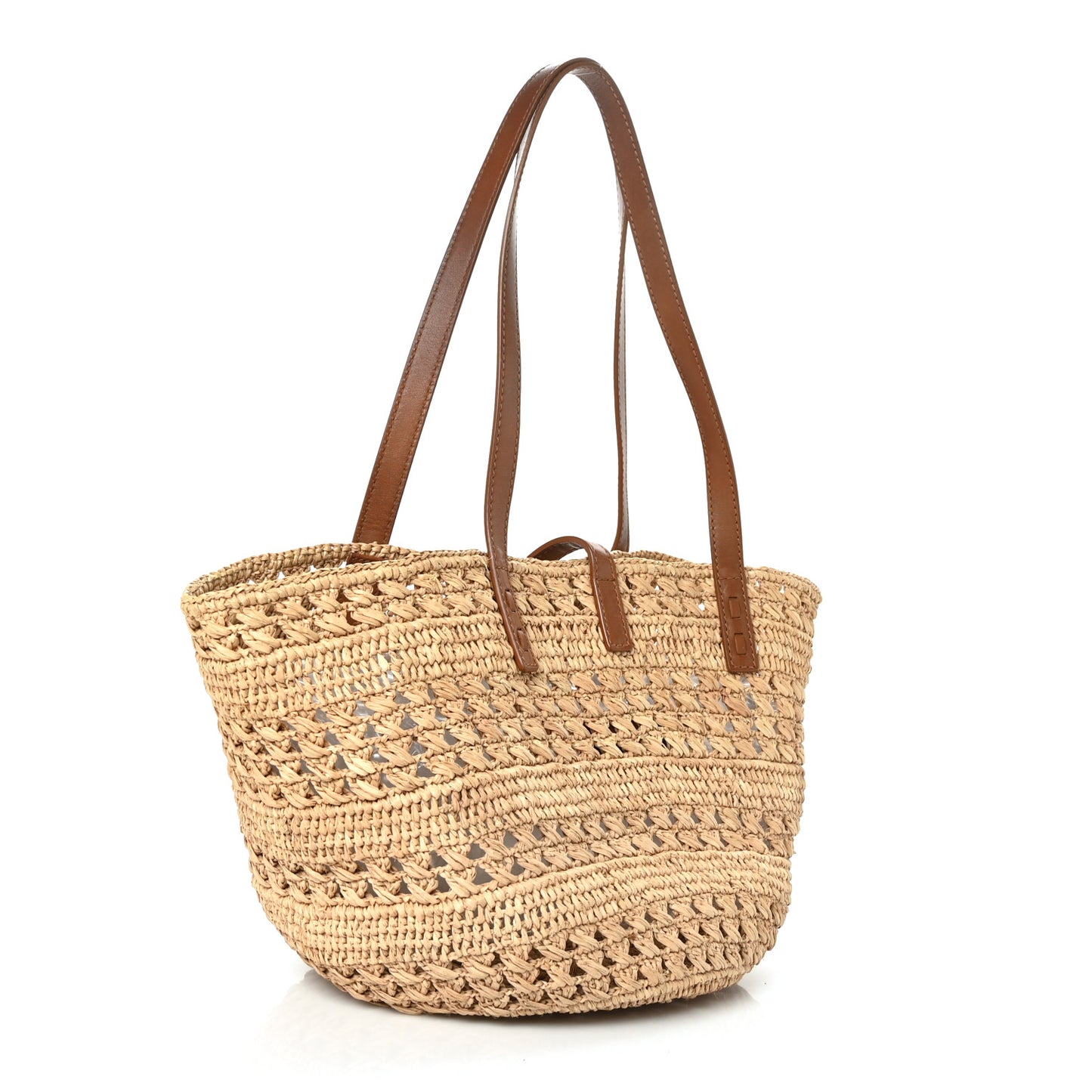 Raffia Calfskin Small Panier Tote Naturel