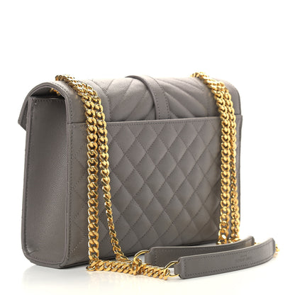 Saint Laurent Grain De Poudre Textured Mixed Matelasse Medium Triquilt Monogram Satchel Fog 3 of 9