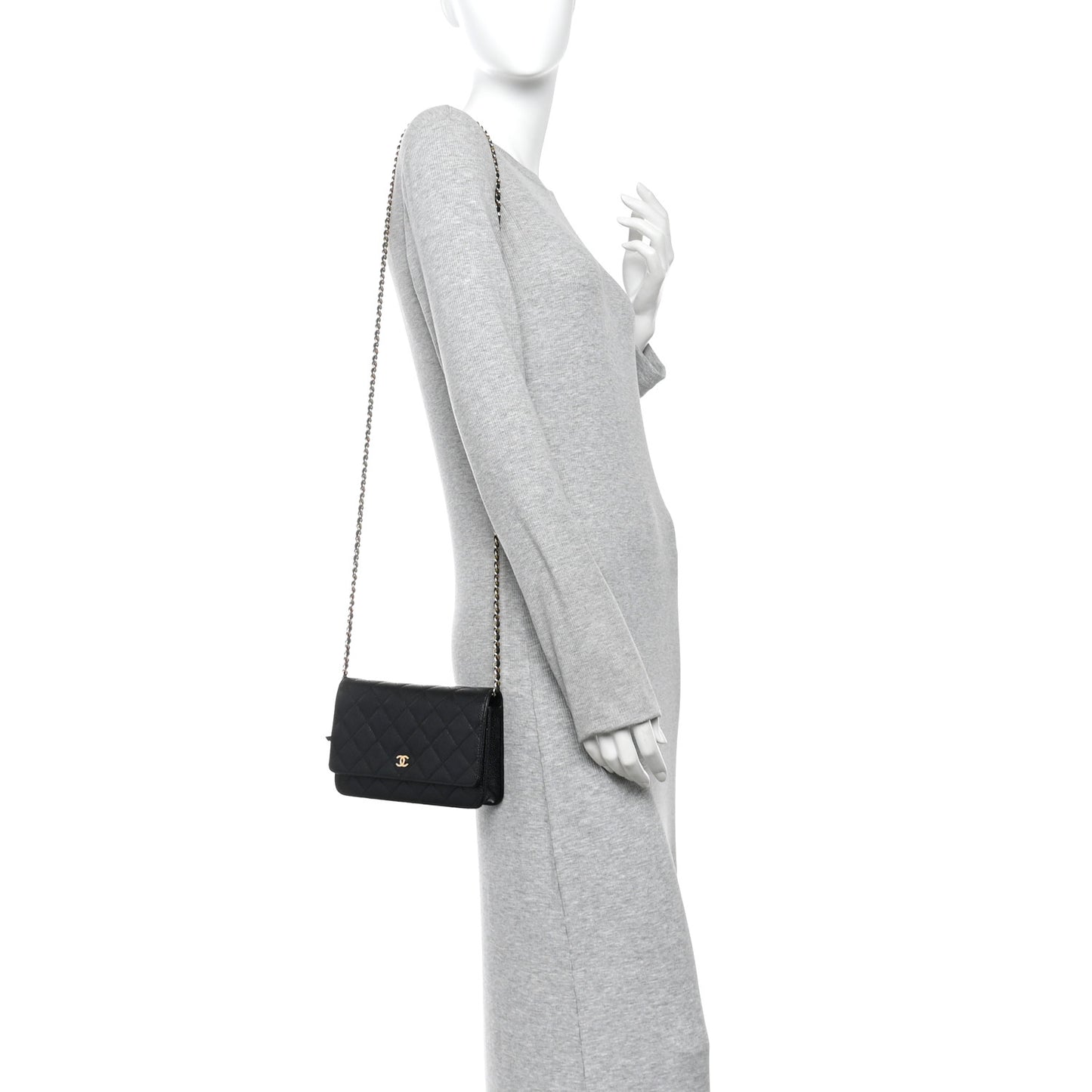 Caviar Quilted Wallet On Chain WOC Black