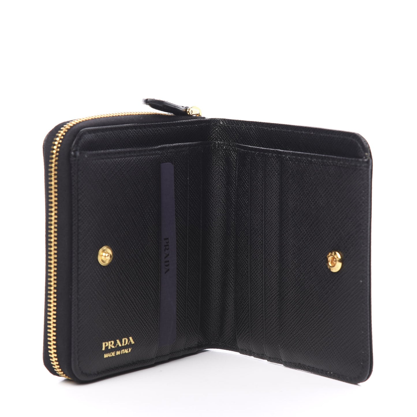 Saffiano Compact Zip Around Wallet Black