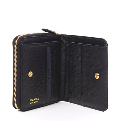 Prada Saffiano Compact Zip Around Wallet Black 4 of 6