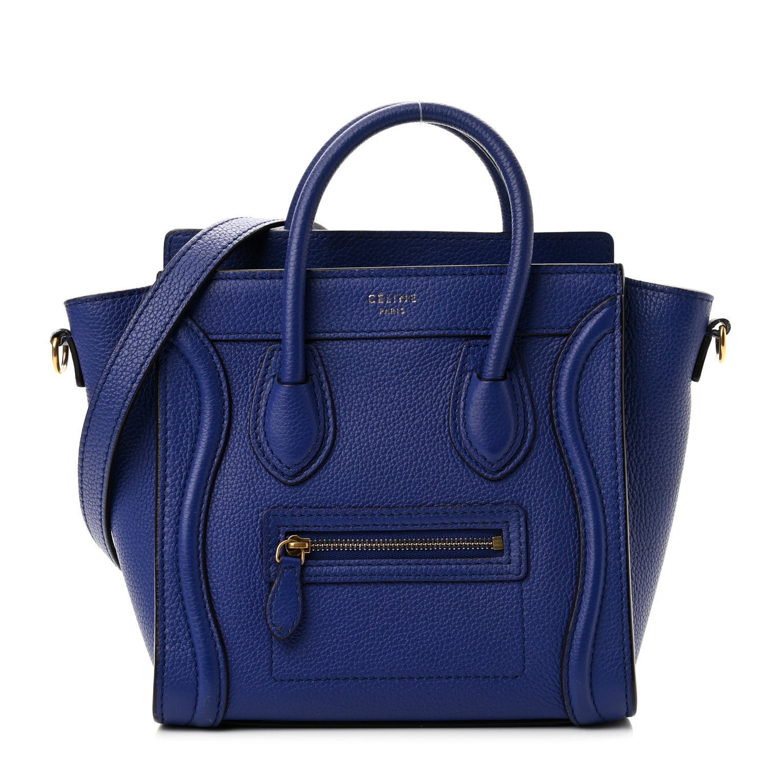 Celine Drummed Calfskin Nano Luggage Indigo 1 of 10