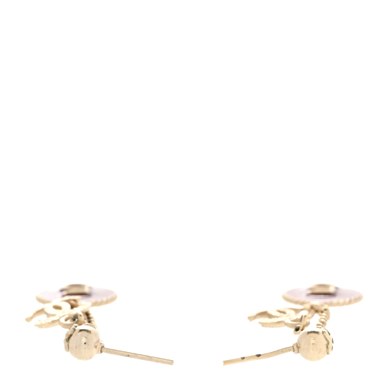 Chanel Enamel N°5 CC Drop Earrings Red Gold 3 of 4