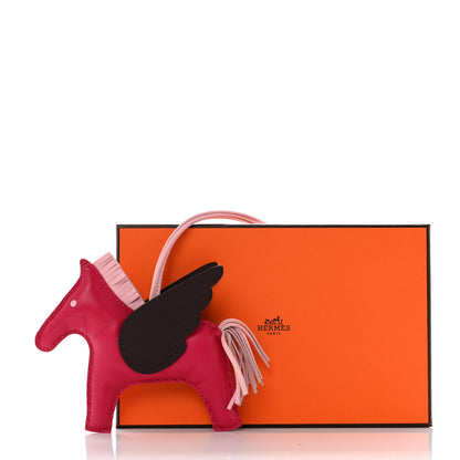 Hermes Milo Lambskin Grigri Rodeo Pegase Horse Bag Charm MM Framboise Rose Sakura Rouge Sellier 5 of 5