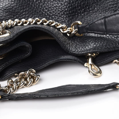 Gucci Pebbled Calfskin Medium Soho Chain Shoulder Bag Black 10 of 13