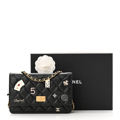 Chanel Aged Calfskin Lucky Charms Casino 2.55 Reissue Wallet on Chain WOC Black 15 of 15