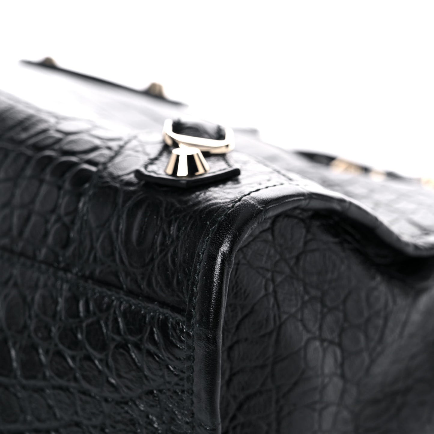 Calfskin Crocodile Embossed Classic Hardware City Black