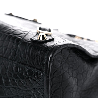 Balenciaga Calfskin Crocodile Embossed Classic Hardware City Black 8 of 13