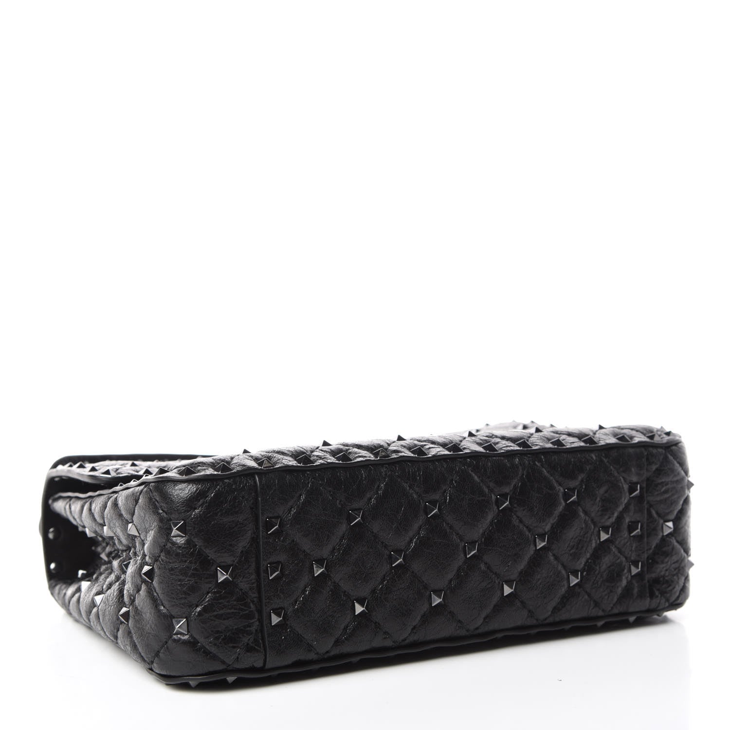 Valentino Garavani Craquele Nappa Medium Rockstud Spike Shoulder Bag Black 4 of 9