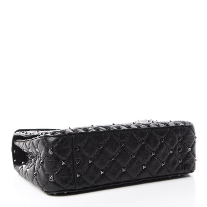 Valentino Garavani Craquele Nappa Medium Rockstud Spike Shoulder Bag Black 4 of 9