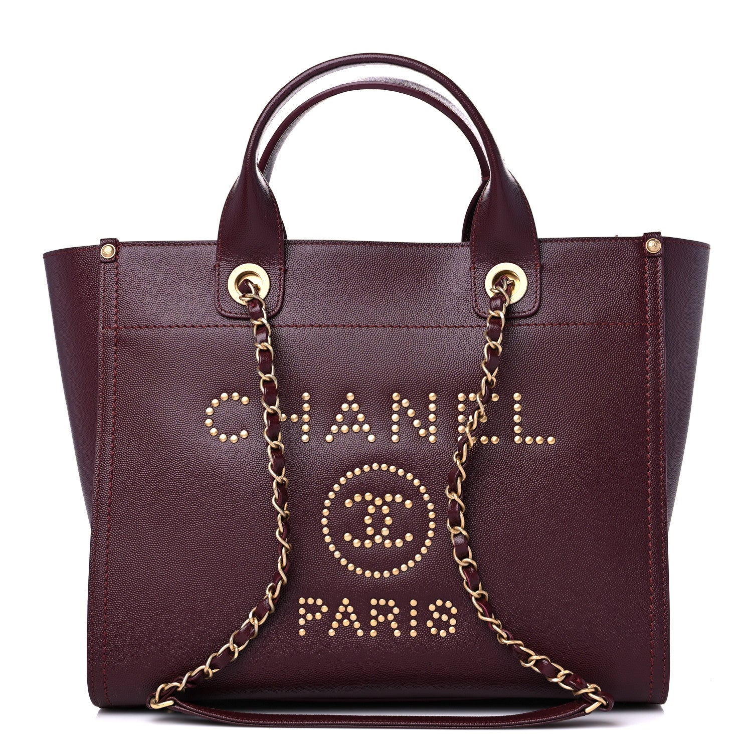 Chanel Caviar Small Studded Deauville Tote Burgundy 1 of 8