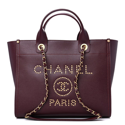 Chanel Caviar Small Studded Deauville Tote Burgundy 1 of 8