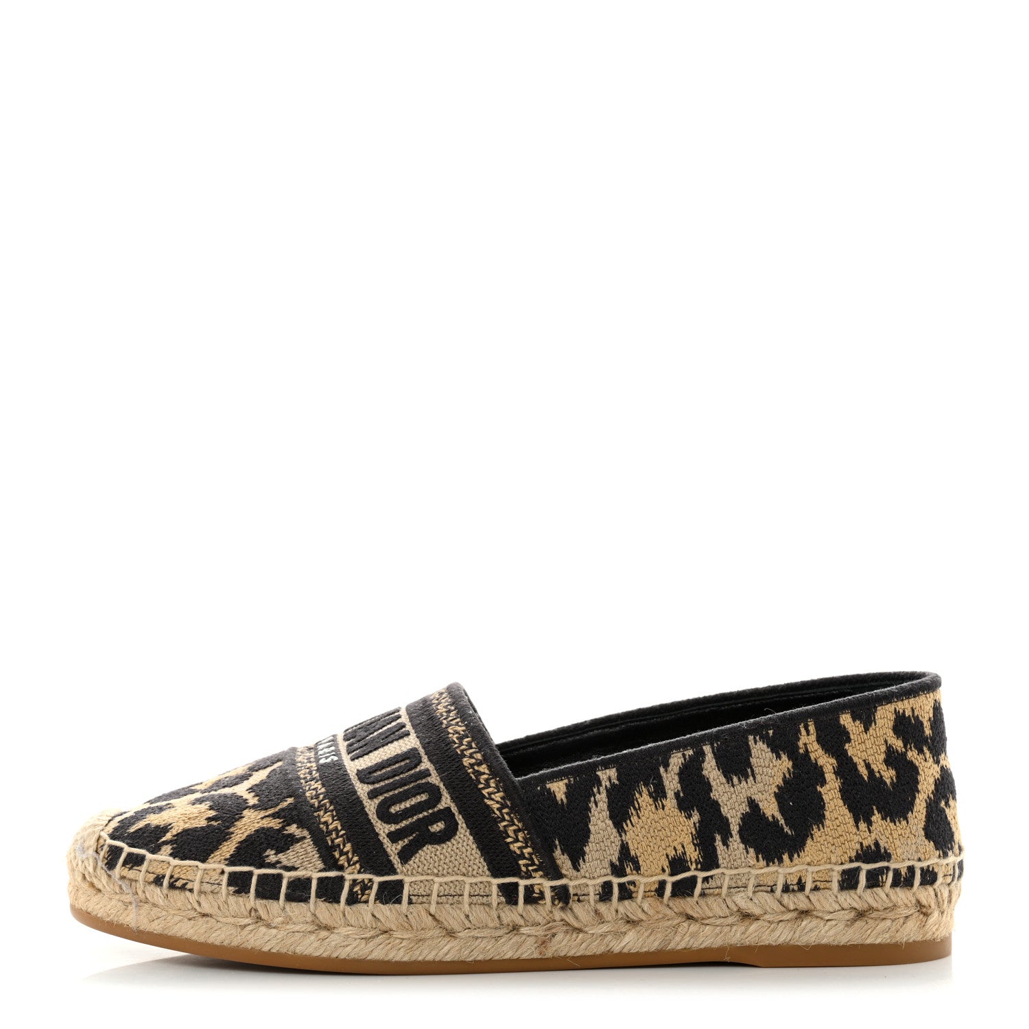 Christian Dior Cotton Embroidered Leopard Print Granville Espadrille 35 Natural 1 of 9