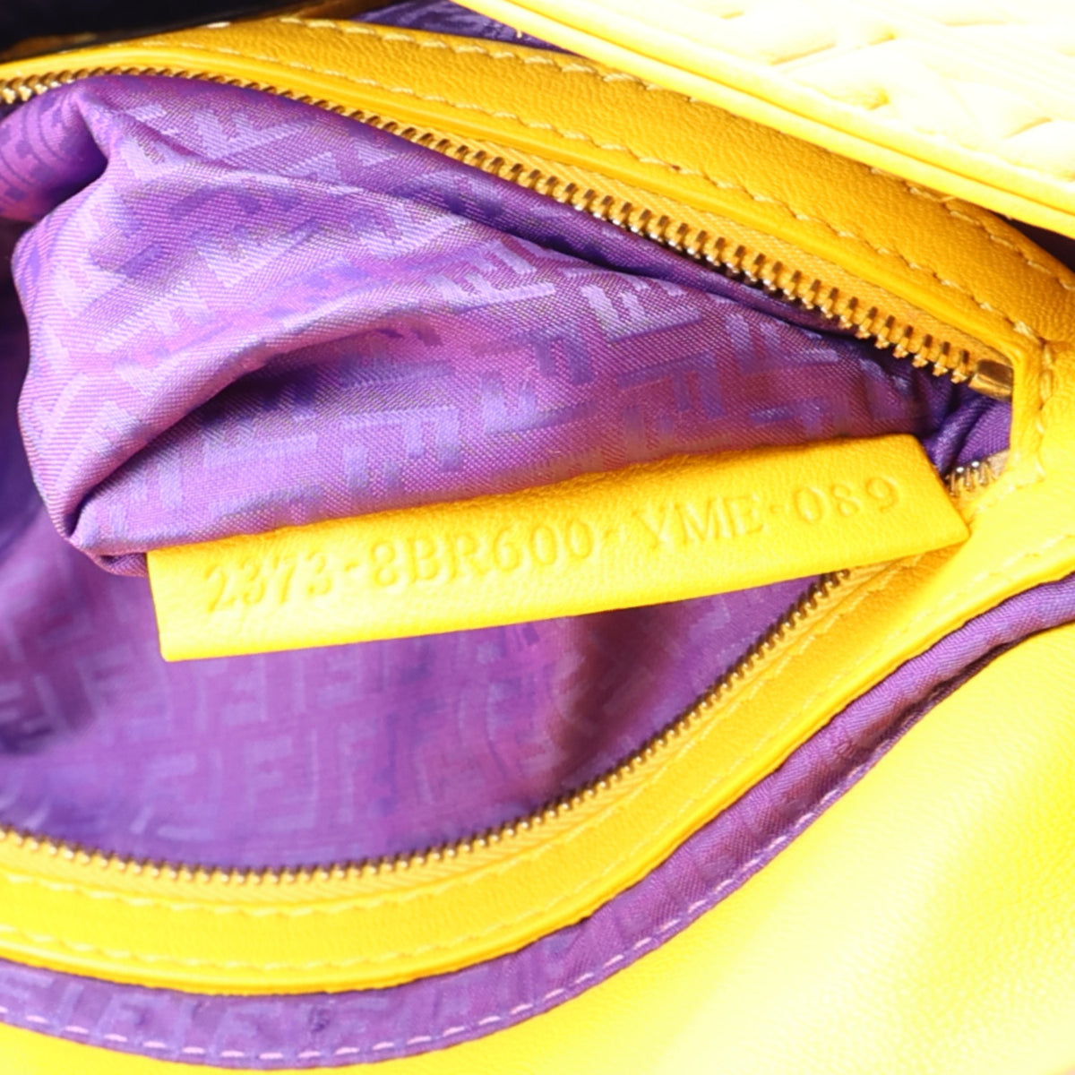 Fendi Nappa Logo Embossed Baguette Lemon Giallo 7 of 10