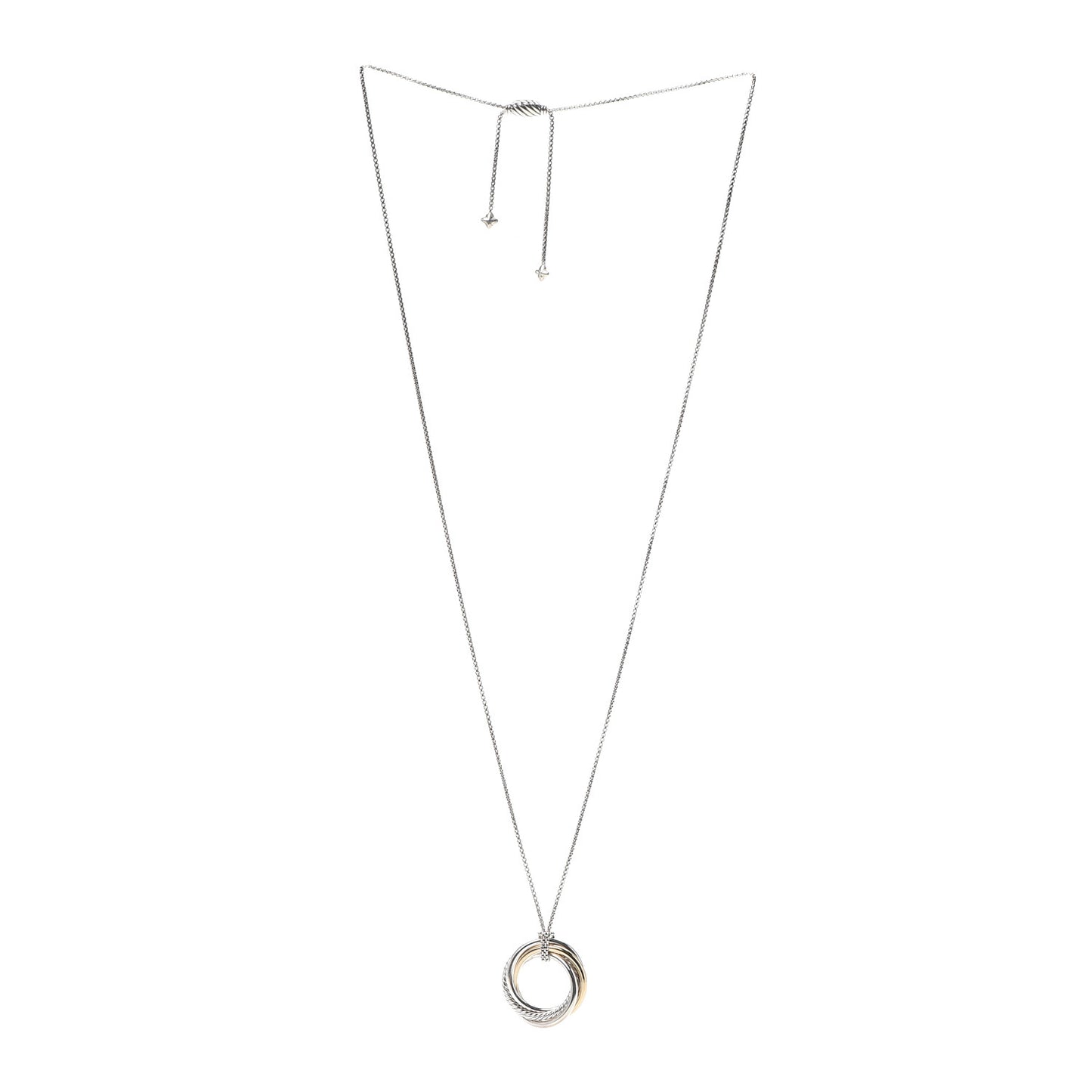 Sterling Silver 14K Yellow Gold 37mm Crossover Pendant Necklace