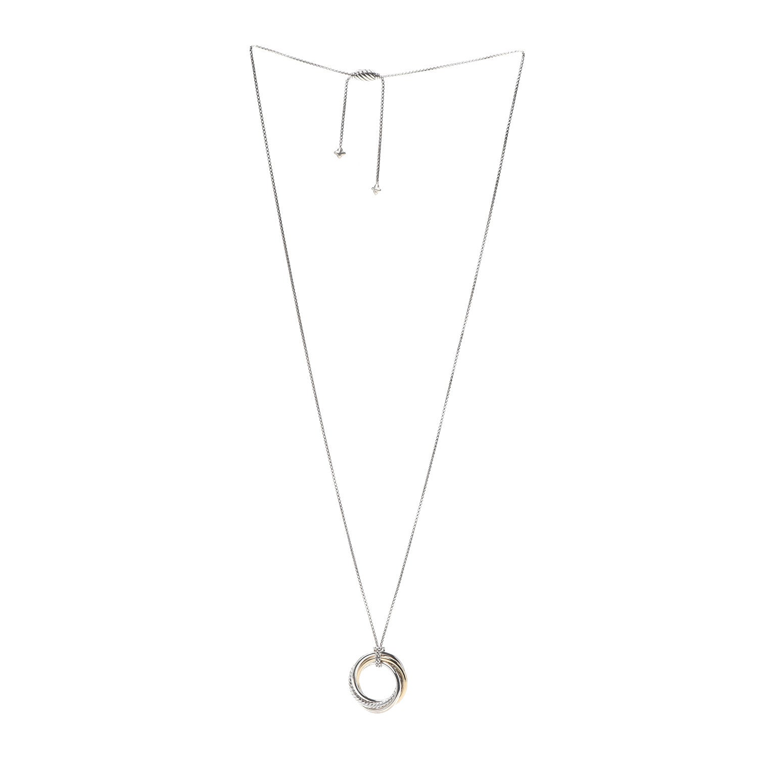 David Yurman Sterling Silver 14K Yellow Gold 37mm Crossover Pendant Necklace 3 of 5