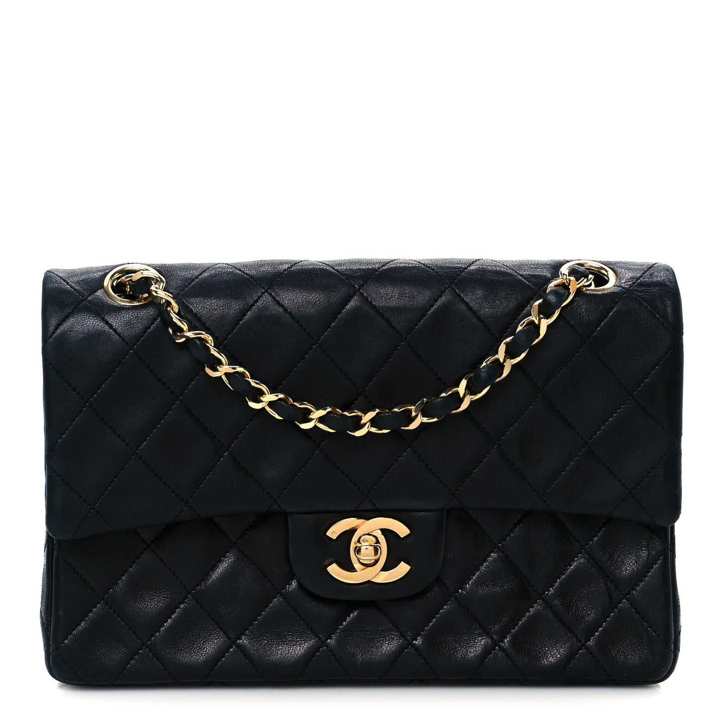 Lambskin Quilted Small Double Flap Black