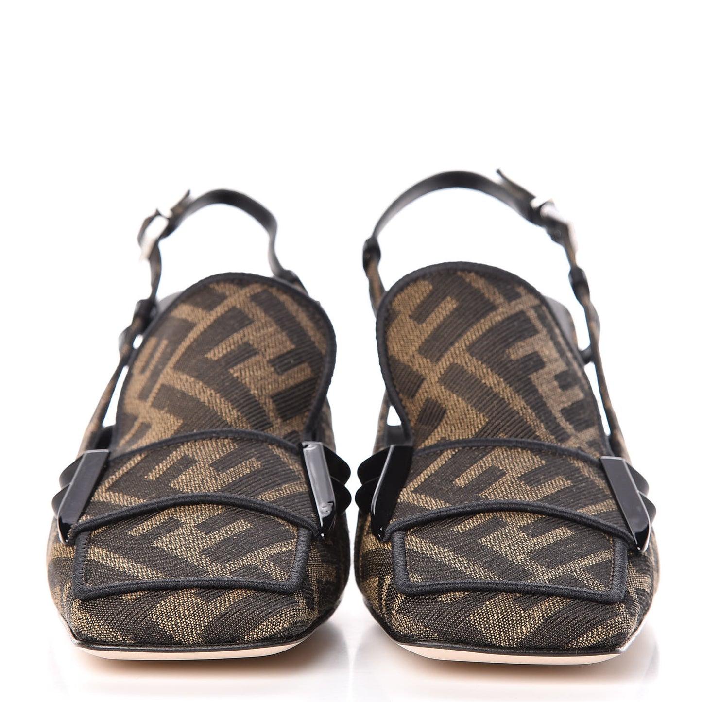 Jacquard FFreedom Decollete Slingback Square Toe Pumps 36 Tobacco