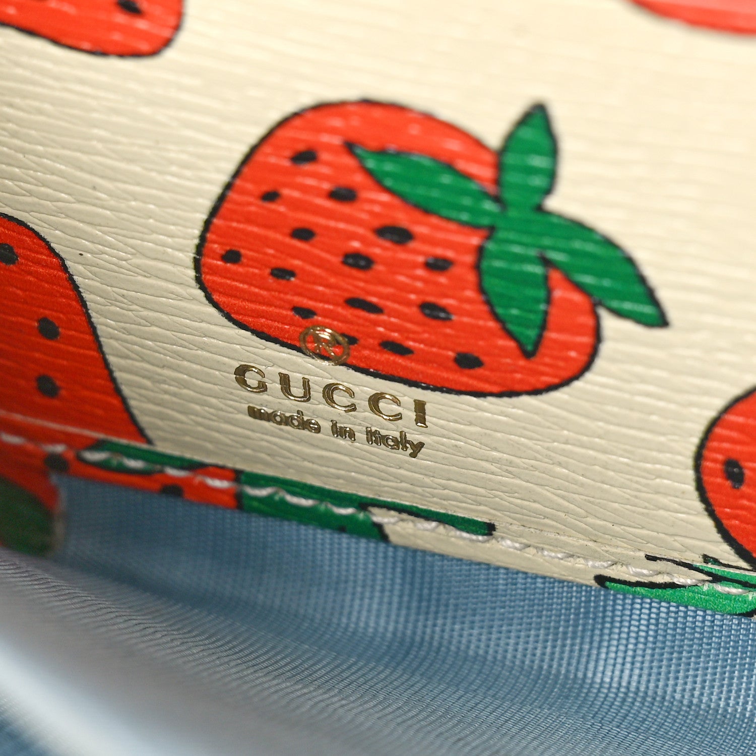 Gucci Grainy Calfskin Strawberry Zumi Zip Around Wallet Ivory Red 6 of 10