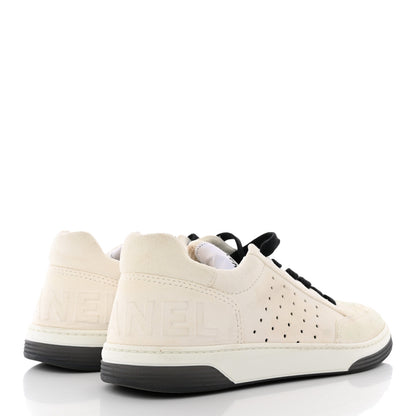 Chanel Suede Calfskin Logo Sneakers 39 Black White 4 of 16