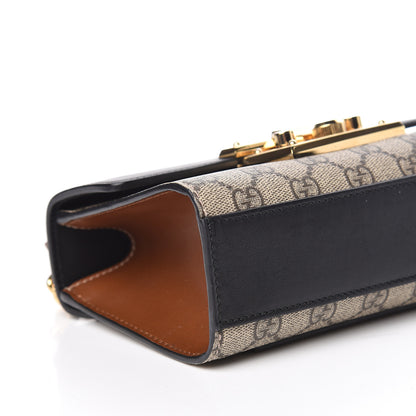 Gucci GG Supreme Monogram Calfskin Small Padlock Shoulder Bag Beige Black Cuir 5 of 12