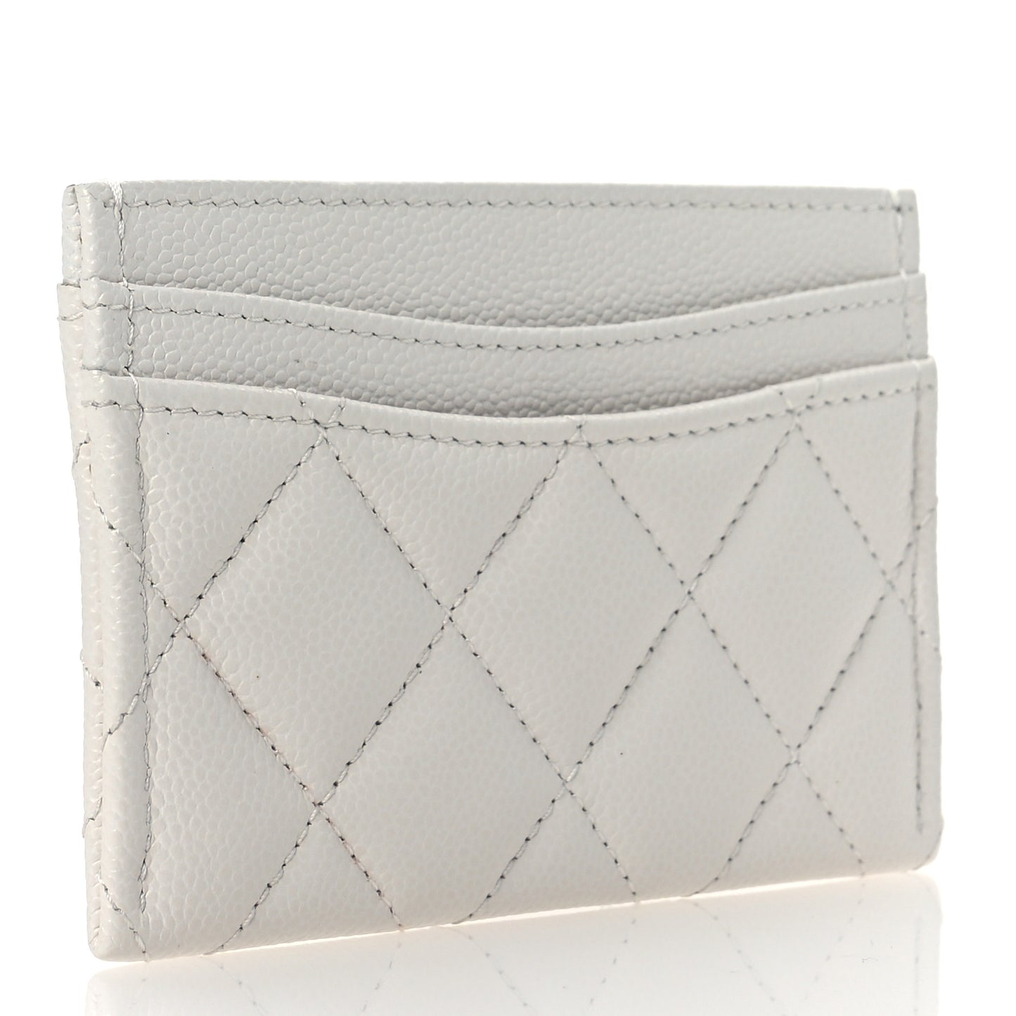 Caviar Quilted Card Holder White
