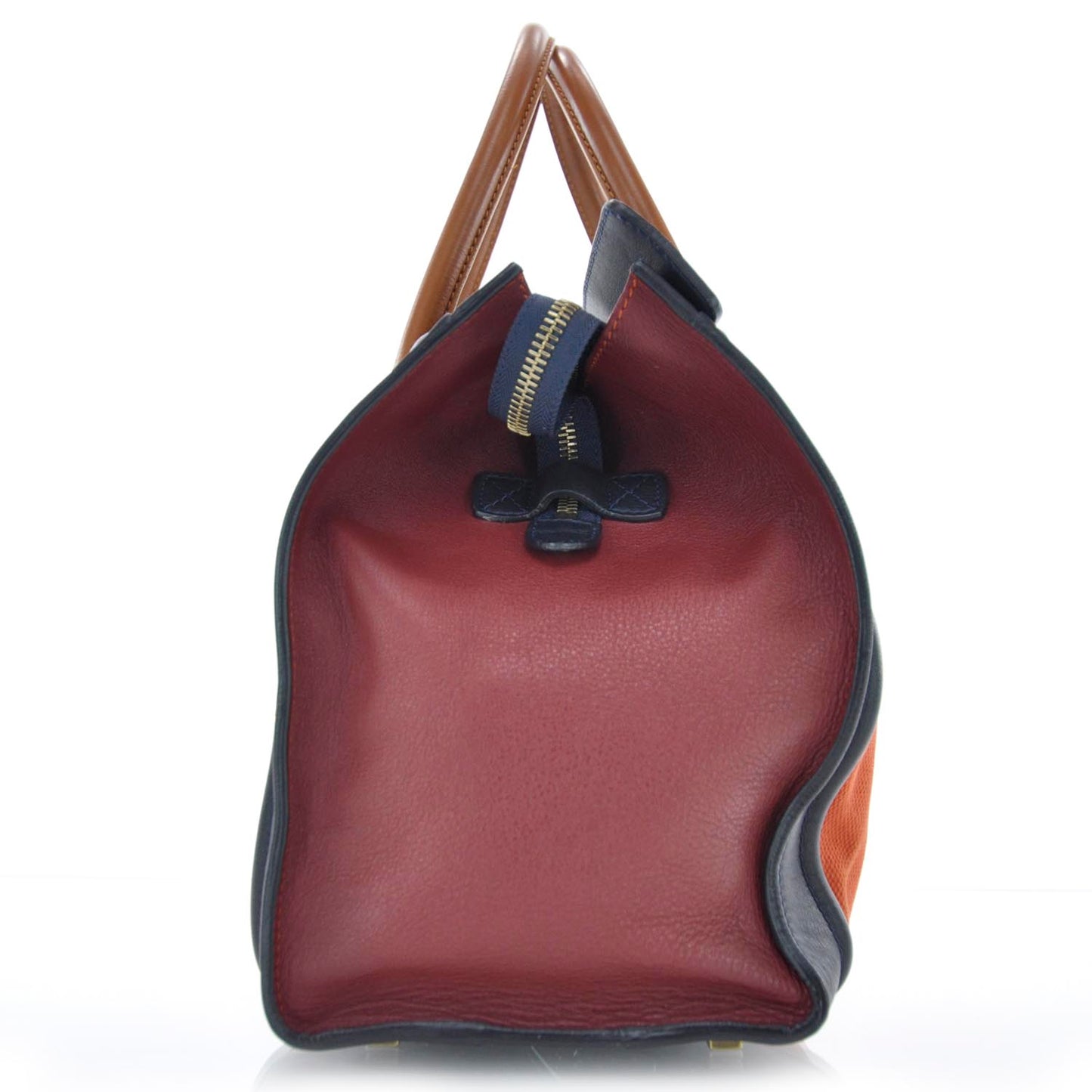 Leather and Linen Mini Luggage Tri-Color Poppy