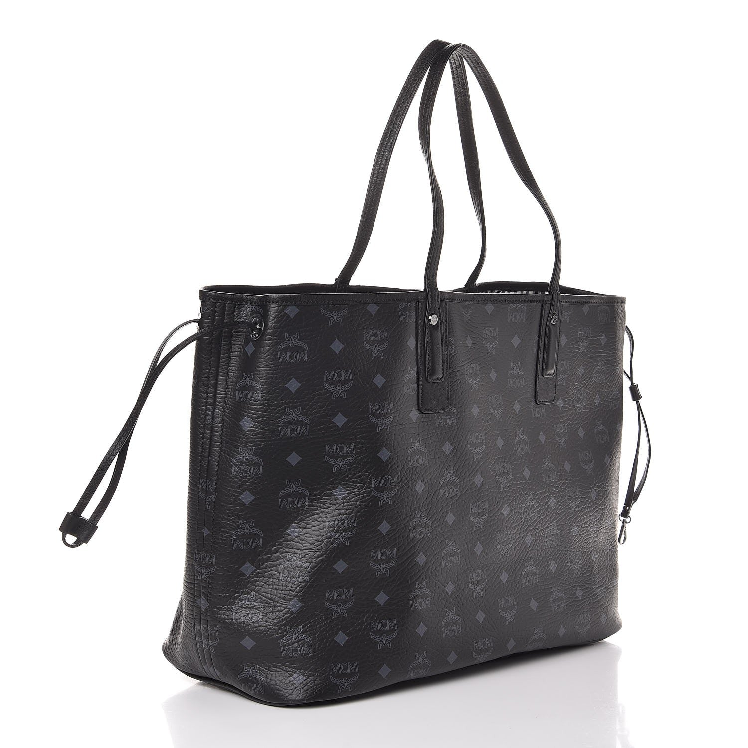 MCM Visetos Large Liz Reversible Shopper Tote Black 5 of 9