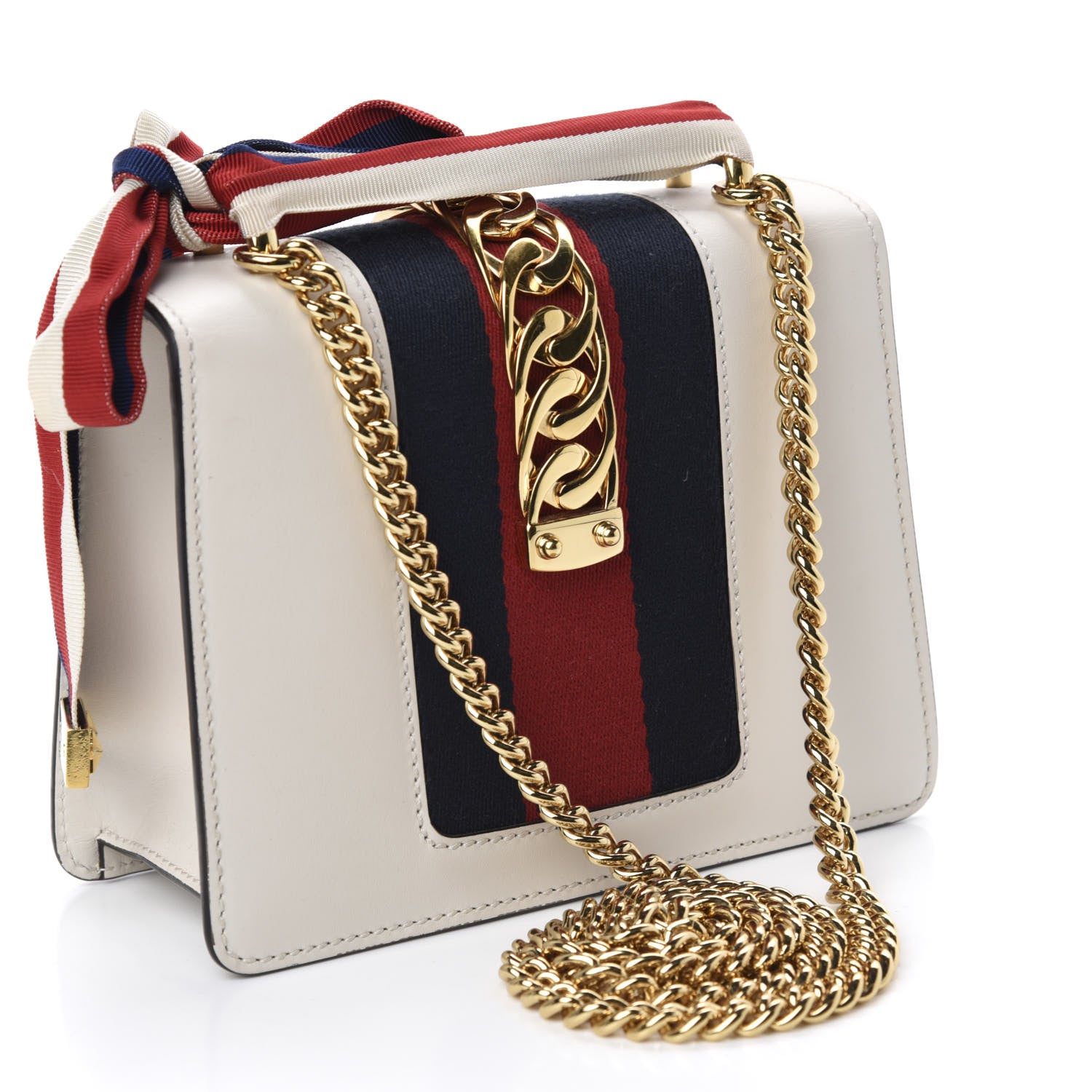 Gucci Calfskin Mini Sylvie Chain Shoulder Bag White 3 of 10