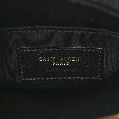 Saint Laurent Grain De Poudre Matelasse Chevron Quilted Round Vinyle Camera Bag Black 6 of 8