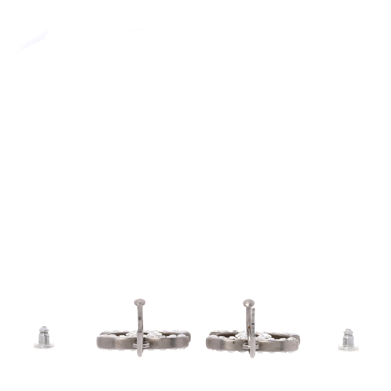 Chanel Baguette Crystal CC Dangle Earrings Silver 3 of 3