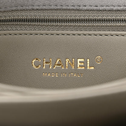 Chanel Shearling Lambskin Quilted On And On Medium Chain Flap Grey 6 of 10