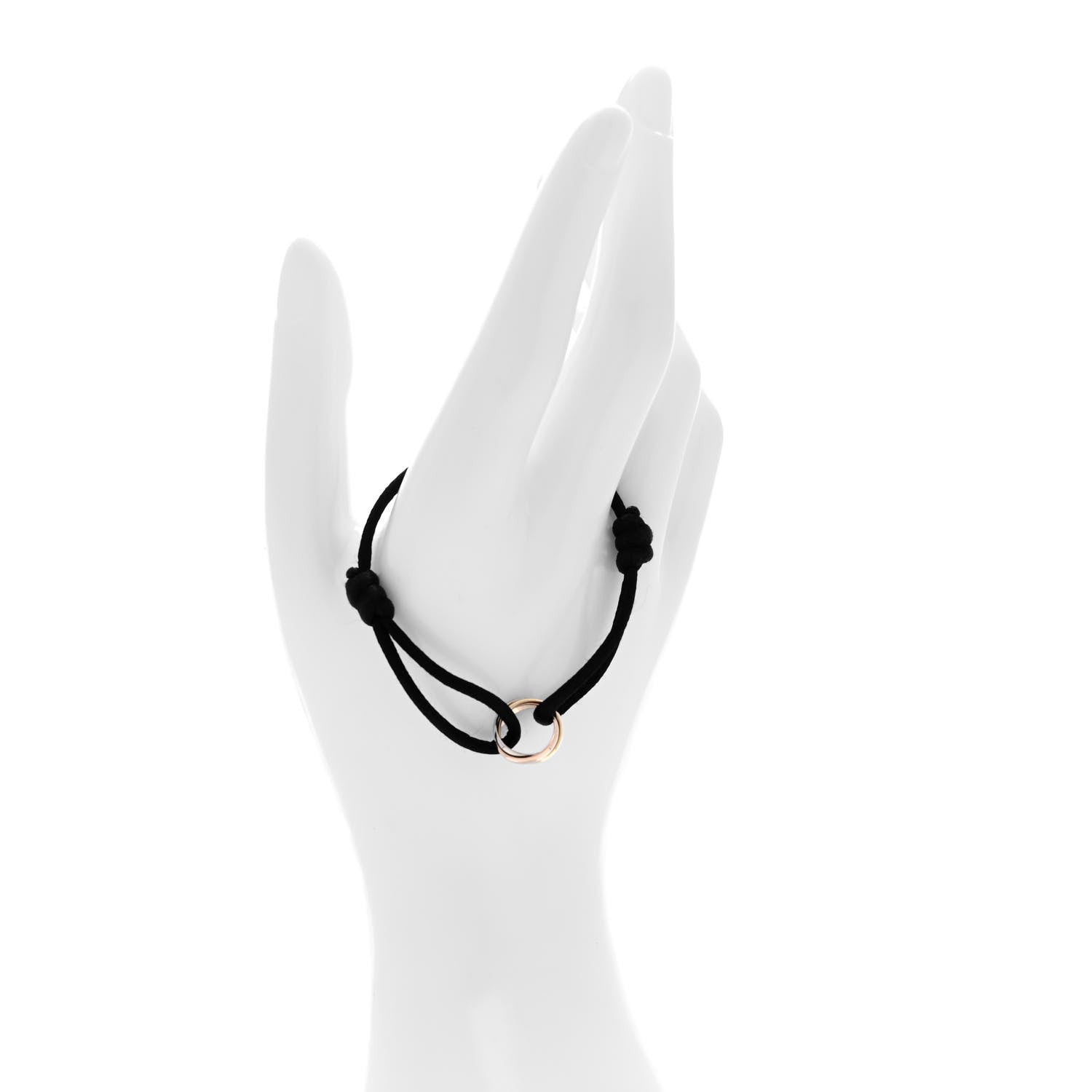 Cartier 18K Pink Yellow White Gold Trinity Adjustable Cord Bracelet Black 2 of 5