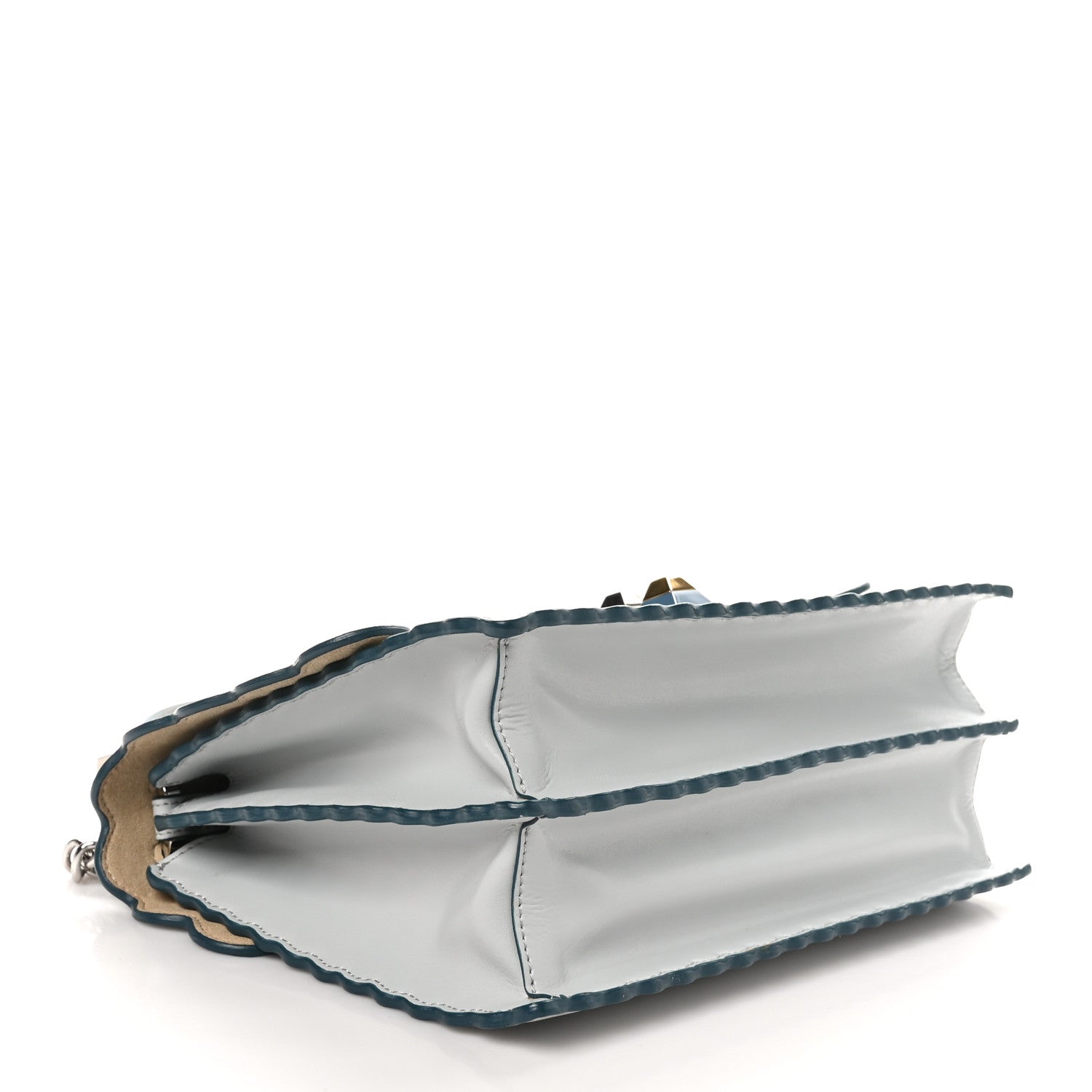 Fendi Vitello Liberty Scalloped Studded Kan I Shoulder Bag Grigio Perla 4 of 11