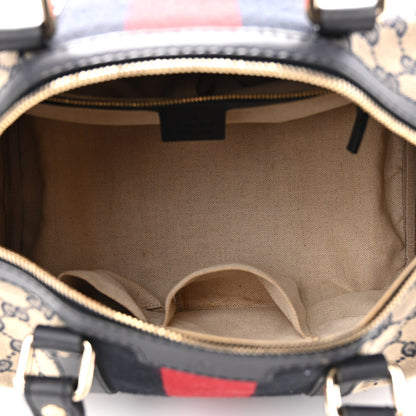 Gucci Monogram Selleria Calfskin Vintage Web Medium Boston Beige Blue 4 of 10