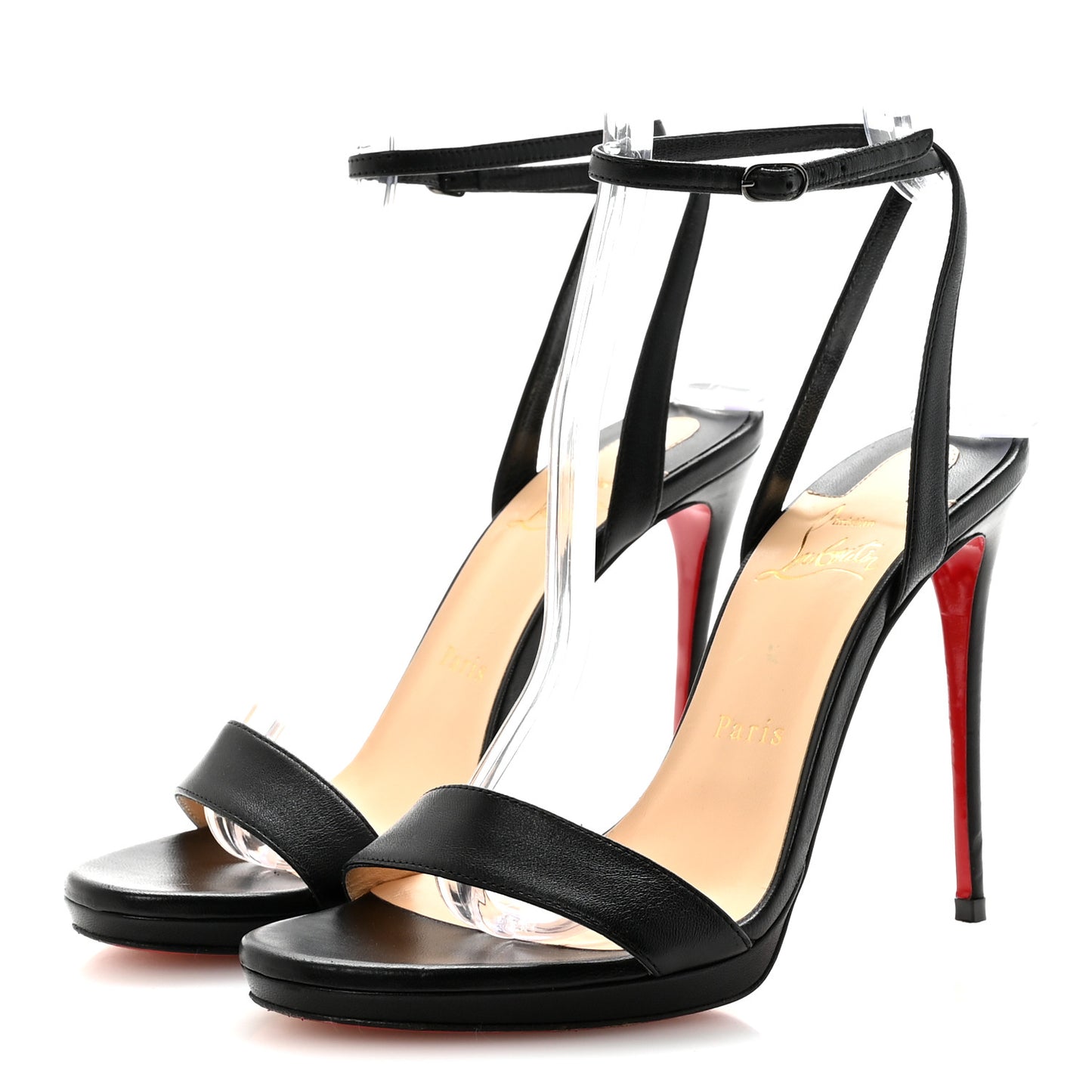 Nappa Loubi Queen 120 Strap Sandals 37.5 Black