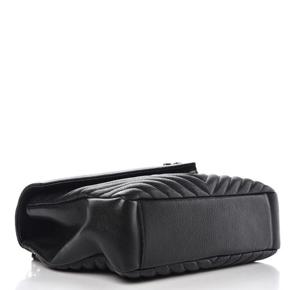 Saint Laurent Sheepskin Matelasse Chevron Monogram Large College Satchel Black 4 of 9