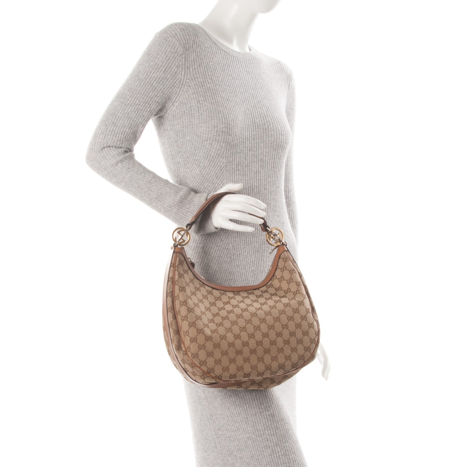 Gucci Monogram Medium GG Twins Hobo Tan 2 of 6