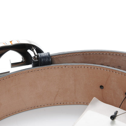 Gucci Calfskin Web Interlocking G Belt 75 30 Blue 5 of 8