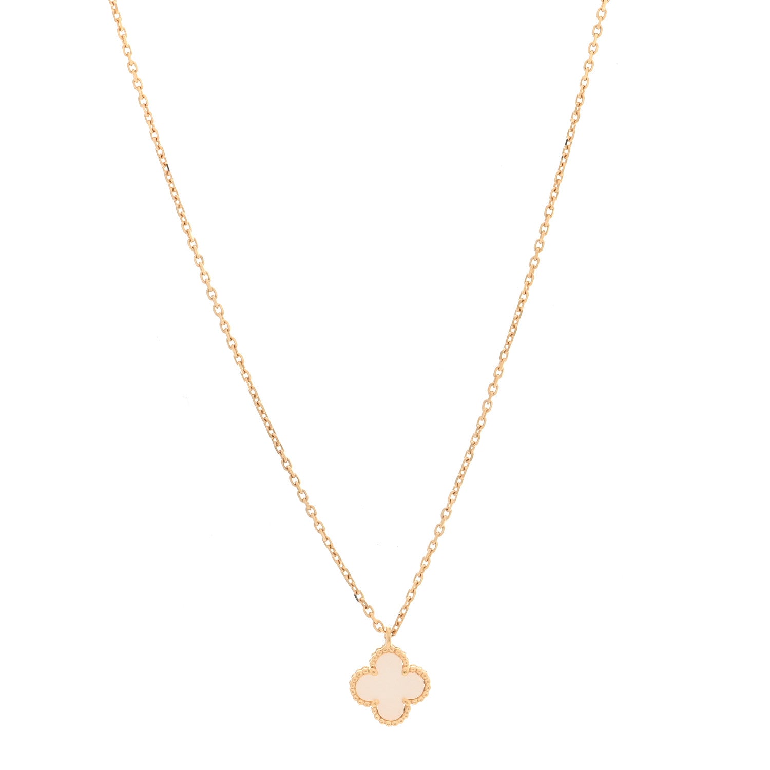 Van Cleef & Arpels 18K Yellow Gold Mother of Pearl Sweet Alhambra Pendant Necklace 1 of 4