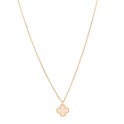 Van Cleef & Arpels 18K Yellow Gold Mother of Pearl Sweet Alhambra Pendant Necklace 1 of 4