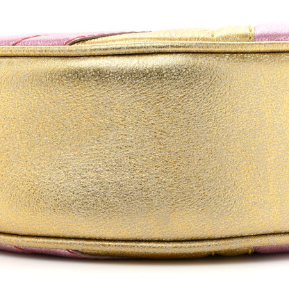 Gucci Metallic Nappa Matelasse Heart Mini GG Marmont Round Shoulder Bag Oro Vecchio Rosa 9 of 13