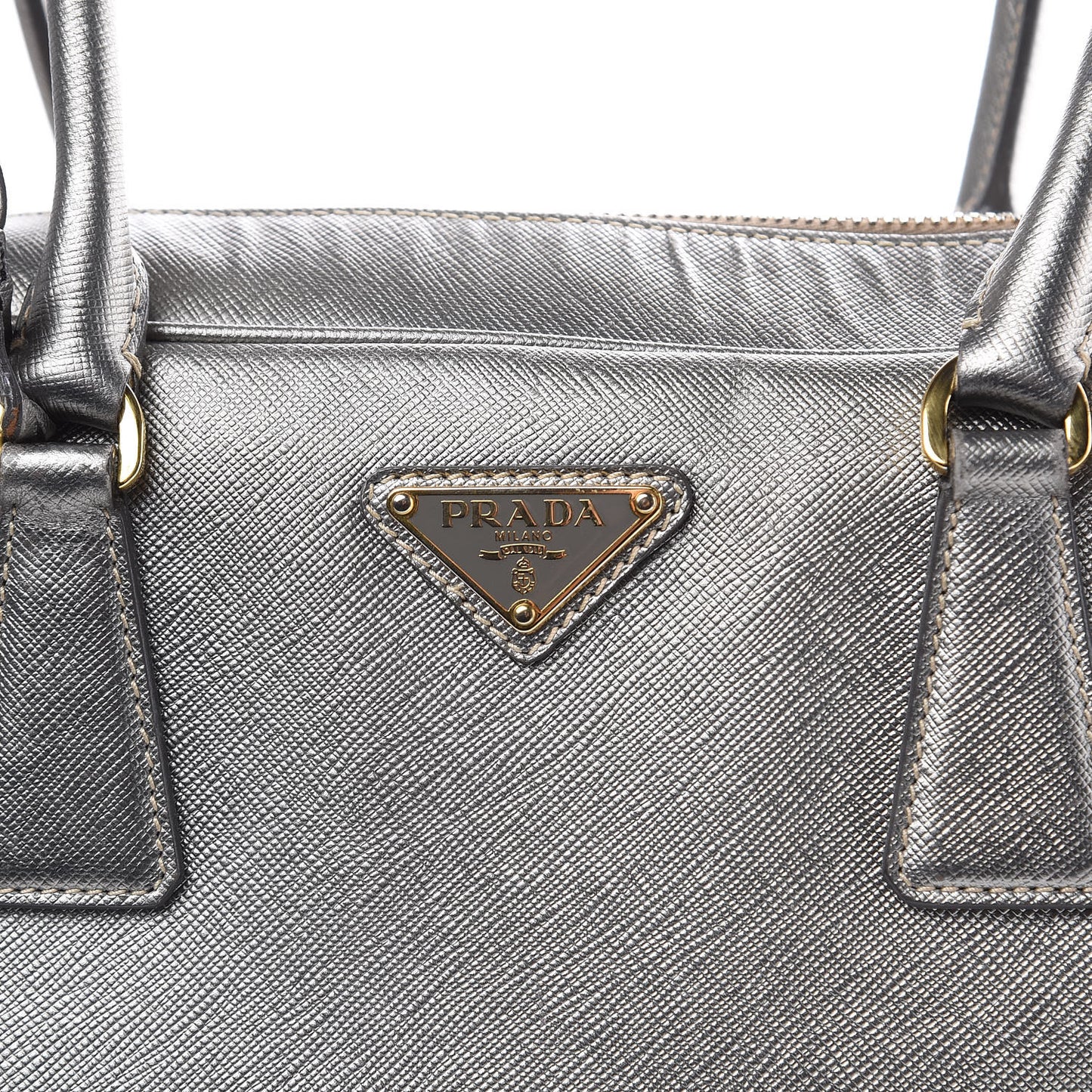 Metallic Saffiano Lux Bowler Silver