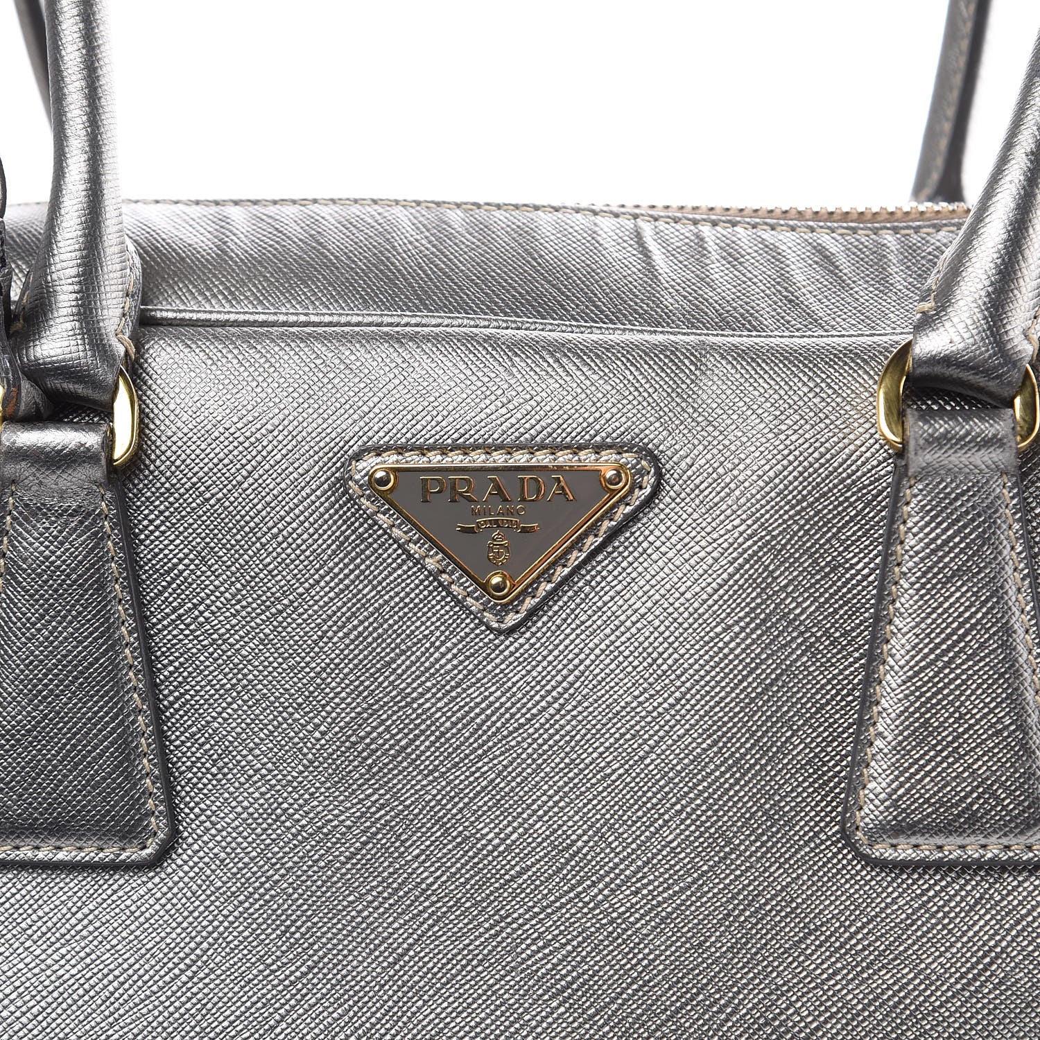 Prada Metallic Saffiano Lux Bowler Silver 19 of 23