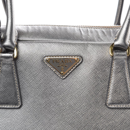 Prada Metallic Saffiano Lux Bowler Silver 19 of 23