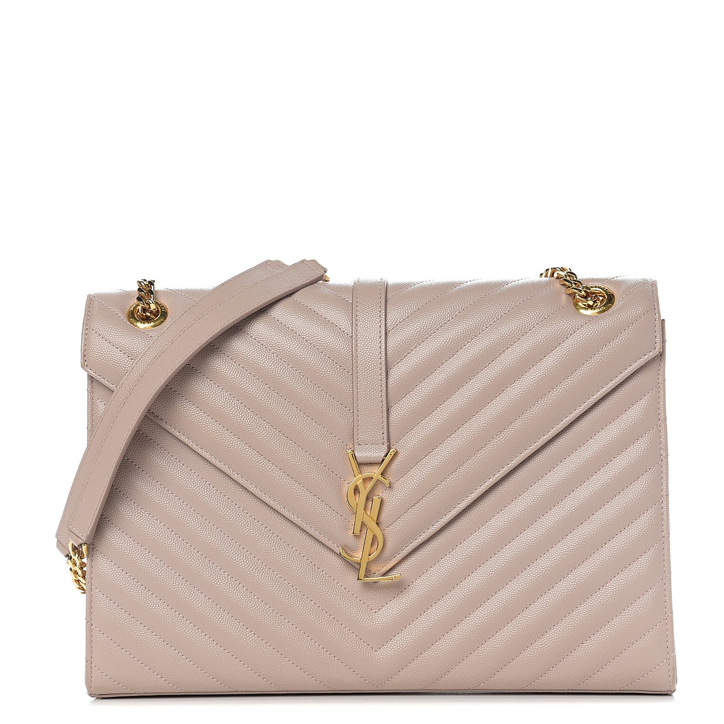 Grain De Poudre Matelasse Chevron Large Monogram Satchel Nude Powder