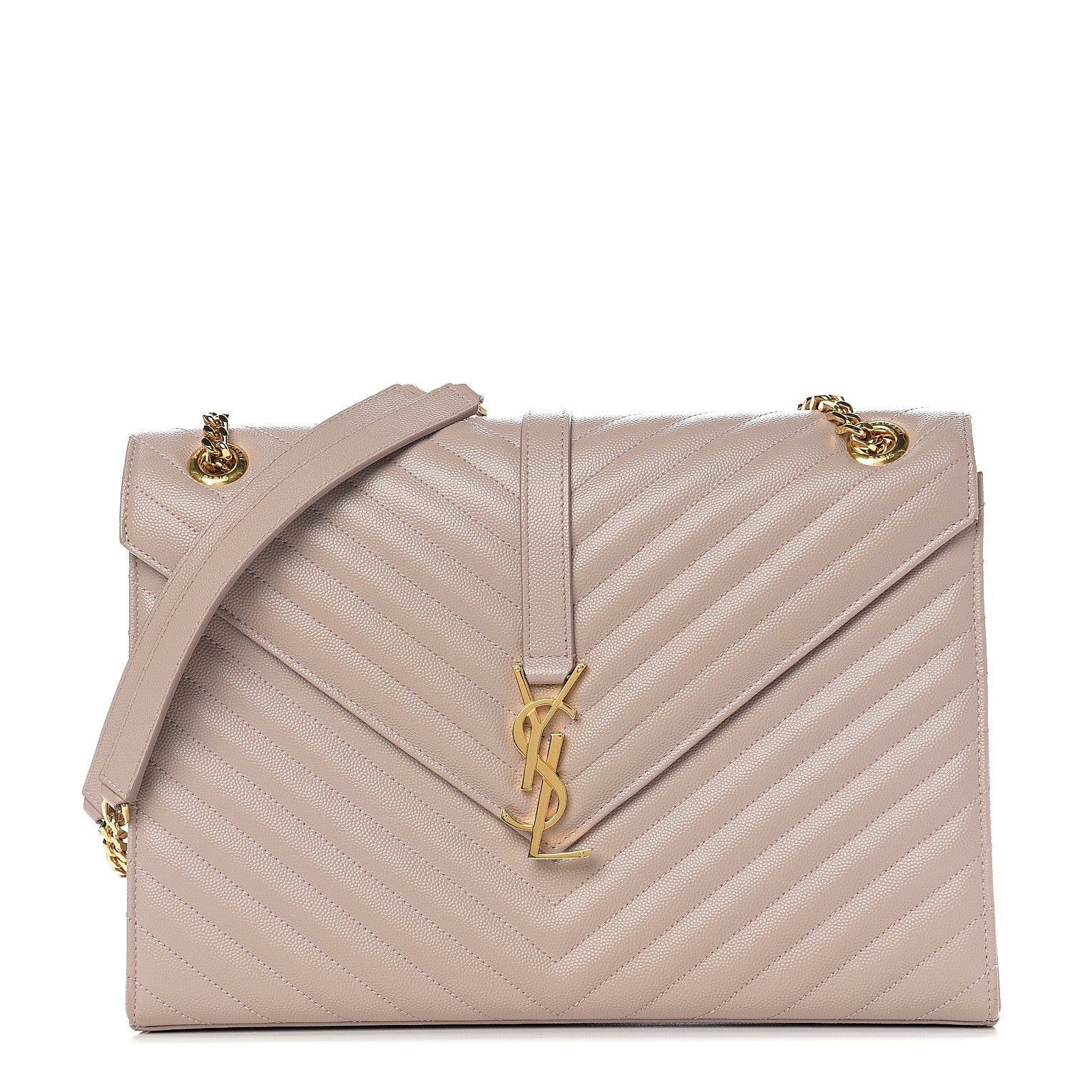 Saint Laurent Grain De Poudre Matelasse Chevron Large Monogram Satchel Nude Powder 1 of 9