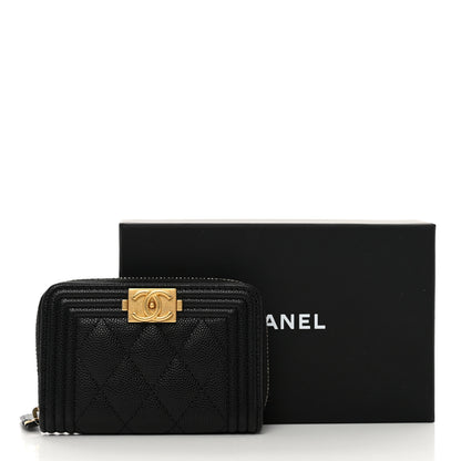 Chanel Caviar Quilted Boy Zip Around Coin Purse Wallet Black 8 of 8