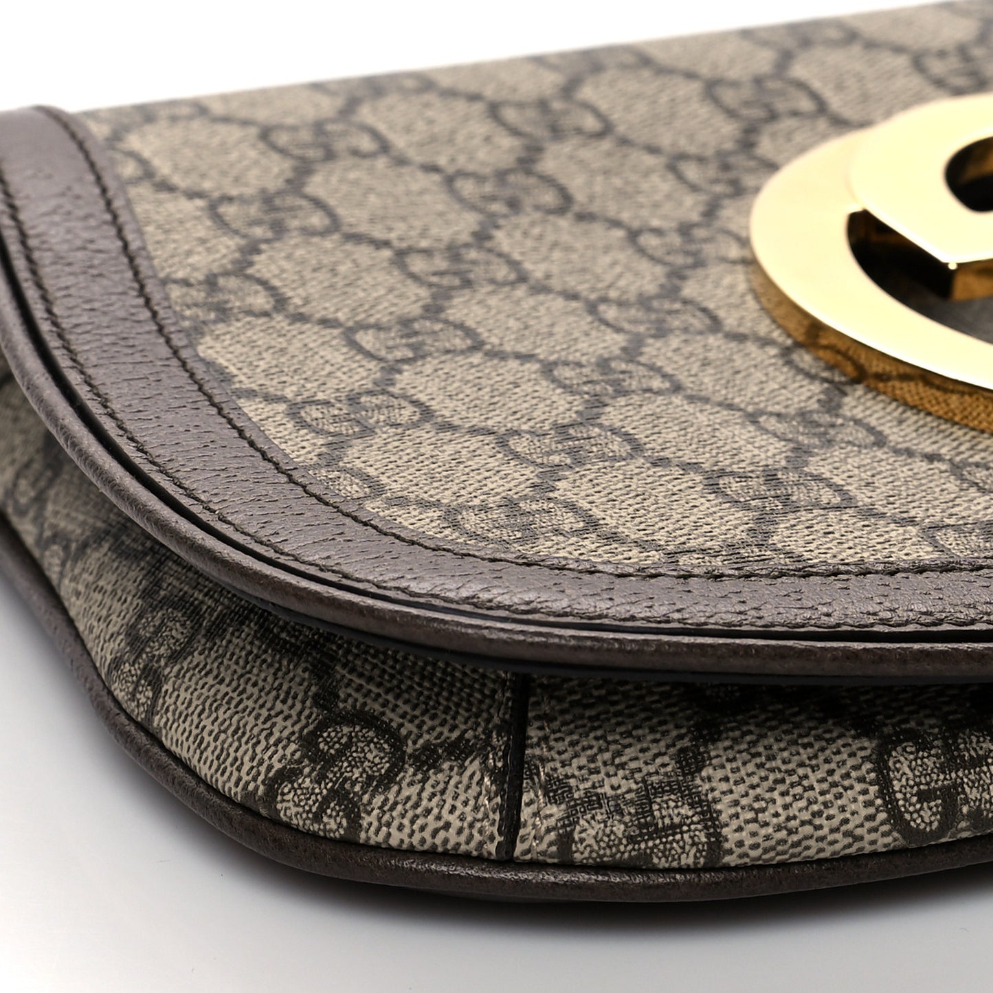 GG Supreme Monogram Textured Dollar Calfskin Blondie Chain Shoulder Flap Bag Beige Ebony New Acero